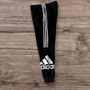 Adidas Boys XL Black Sweatpants White Stripe Oversized Logo
